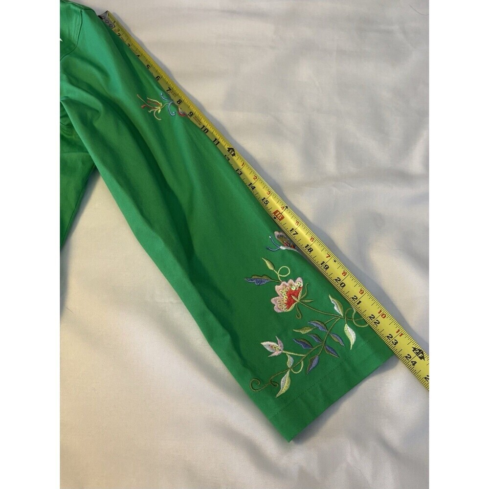 QUAKER FACTORY Green Floral Embroidered Zip Up Jacket Large Butterfly Spring NEW - Picture 14 of 16